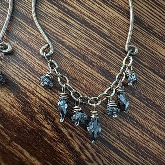 Raw and Polished Black Diamond Chandelier Earrings - Picture 4 of 5